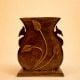 Handmade Wood Vase Pen Pot with Leaf Design